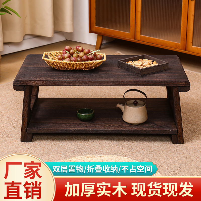 实木榻榻米桌飘窗小桌子茶台日式炕几阳台桌子茶几家用小茶桌折叠