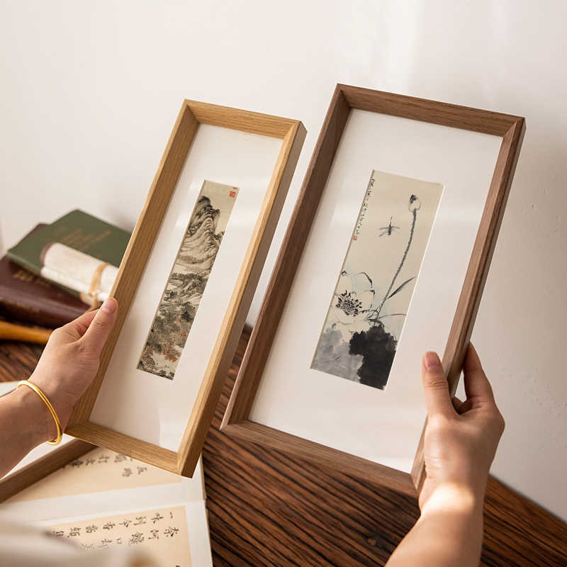 Chinese calligraphy photo frame set table to make long empty frame framed picture frame add washed photos to make calligraphy and painting display frame hanging wall Chinese calligraphy photo frame set table to make long empty frame framed picture frame add washed photos to make calligraphy and painting display frame hanging wall