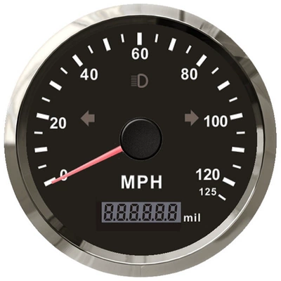 85mm Universal Gps automobile instrument - black-dial-stainless-steel-bezel-125mph