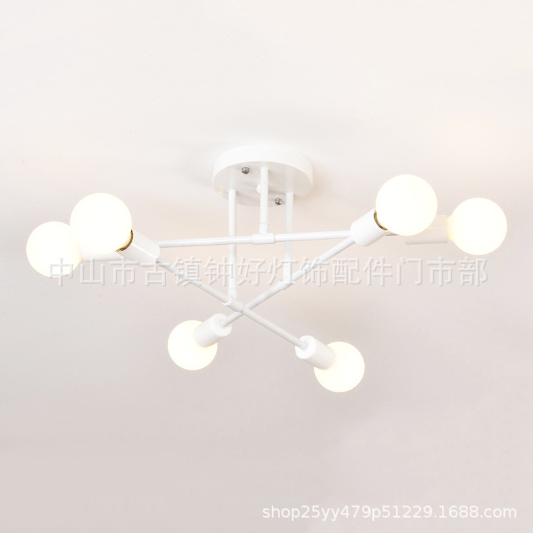 Lámpara de techo nórdica de seis focos, diseño industrial moderno para dormitorio, comedor o tienda