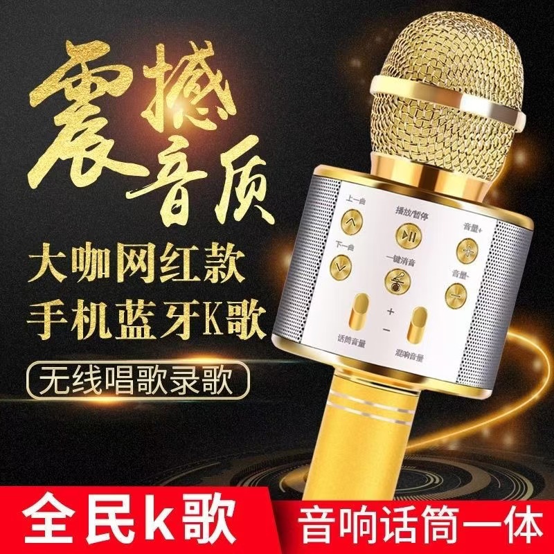 WS858 micrófono inalámbrico bluetooth para cantar sonido todo en uno altavoz casero ktv micrófono recargable transfronterizo