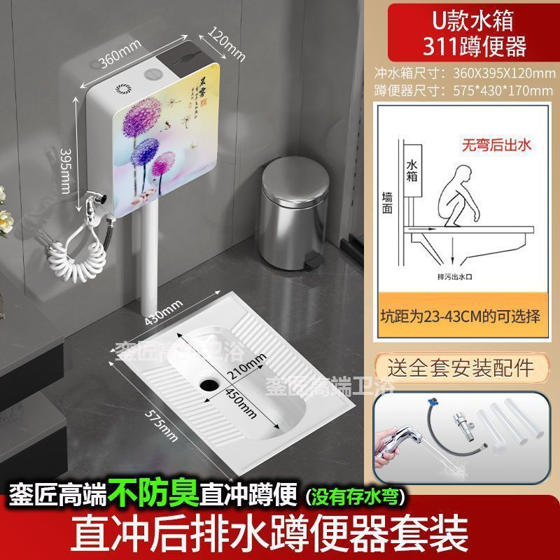 品牌蹲便器水箱卫生间后排蹲坑便池大便器蹲便器大号特大号家用|undefined