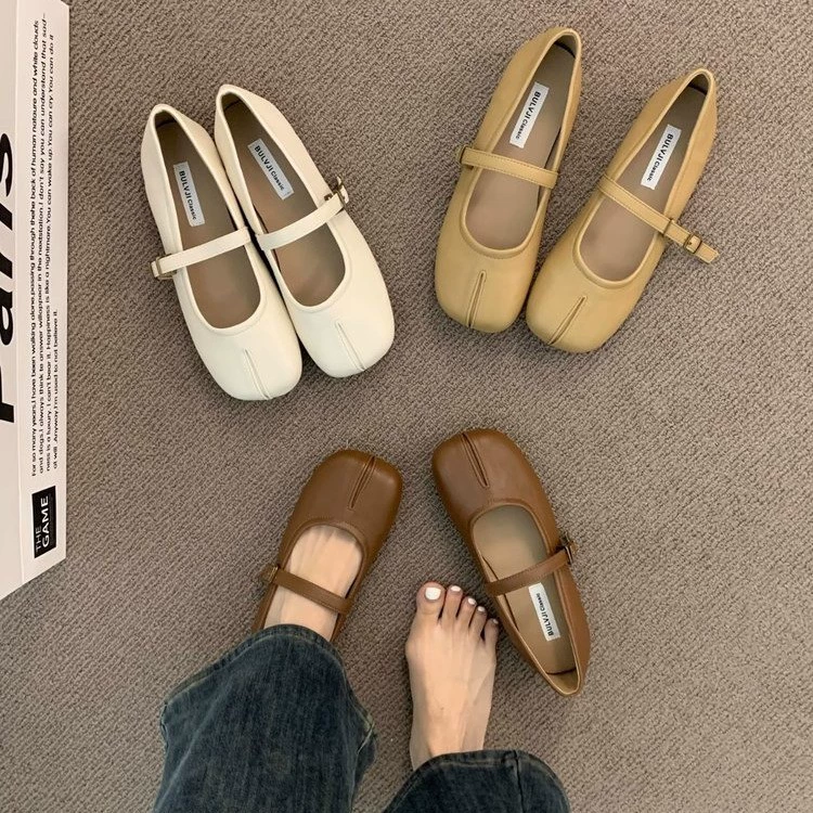 Одиночная обувь Mary Jen на плоской подошве Женская весна 2025 новая круглая голова удобная снаружи