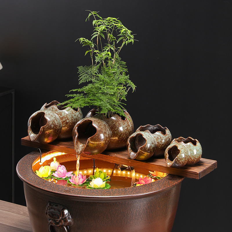 Water Ornaments Circulating Water Ancient Method Ecological Fish Tank Outlet Accessories Oxygen-increasing Filter Pots Upper Half Fountain