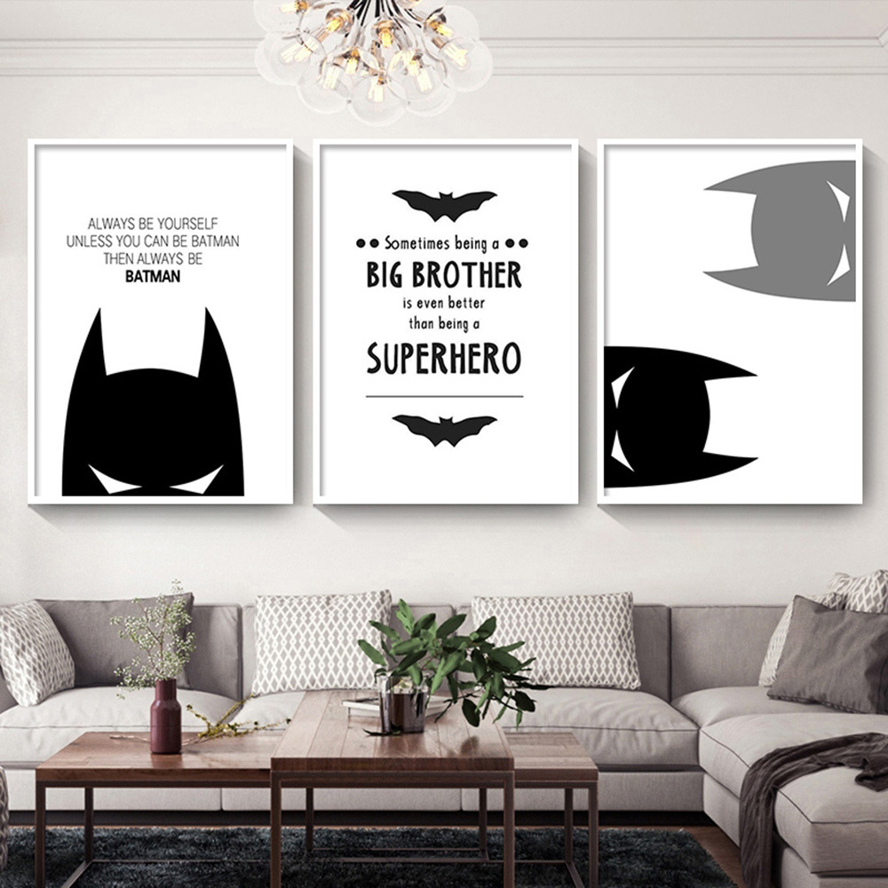 Black and White Hero Modern Wall Art Canvas Printed Painting Poster Poster Living Room Home Decoration Wall -free Frameless Painting 4