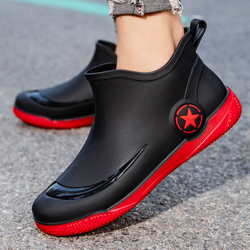 Новая модель дождевая обувь короткая мужская мужская женская водонепроницаемая обувь дождевая сапоги нескользящая износостойкая резиновая обувь бархат модная кухня водяные сапоги