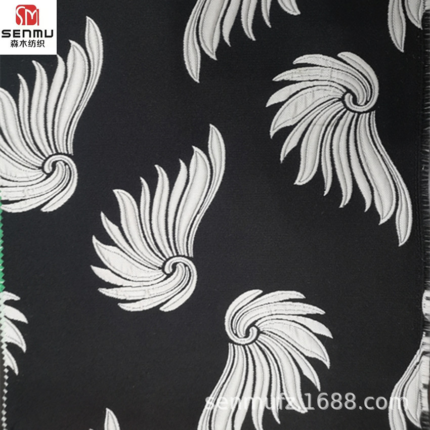 森木色织提花面料 羽毛风格精细提花布 欧美风时尚连衣裙布料批发