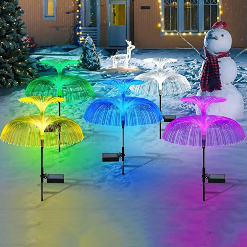 Cross-border solar fiber jellyfish light outdoor courtyard colorful glowing reed lamp garden landscape decoration atmosphere lamp