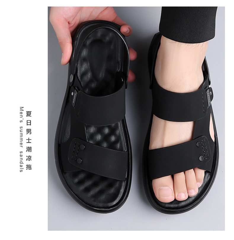 Dép sandal nam quai ngang hở ngón thoáng khí chống trượt đi biển và dạo phố — QS5253 nâu (cỡ giày thể thao), QS5253 đen (cỡ giày thể thao) chi tiết 22