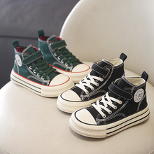 儿童厚边高帮帆布鞋2025冬季新款韩版小中大男女童板鞋学生小白鞋