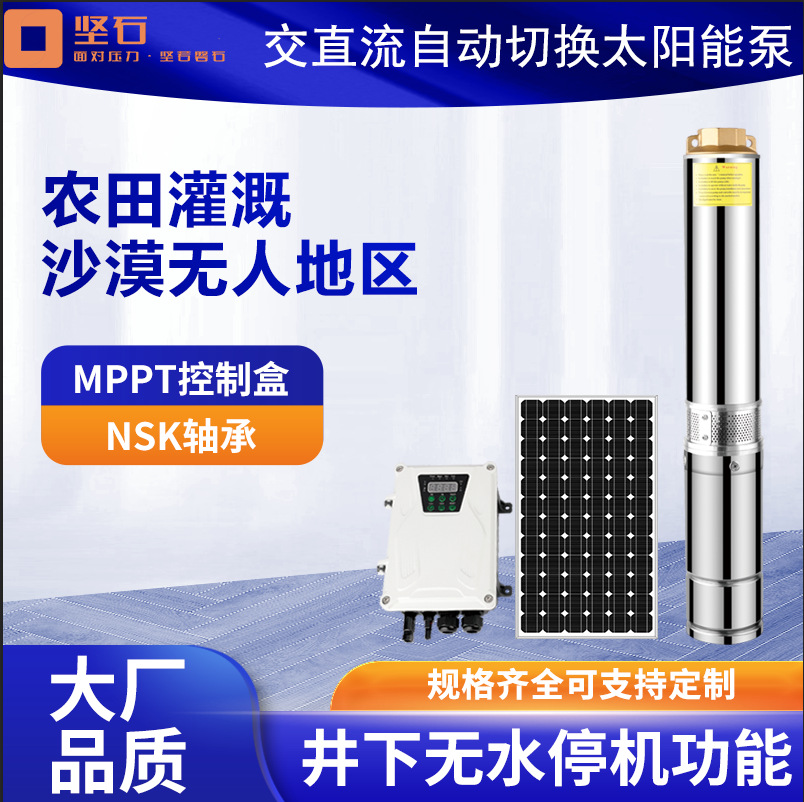 Sistema completo de bomba de agua solar fotovoltaica de conmutación automática AC / DC 110V 220V bomba sumergible solar que contiene placa