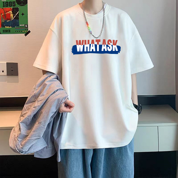 2026 new hong kong style loose teen summer short-sleeve men‘s cotton base shirt t-shirt fashion brand trend half-sleeve