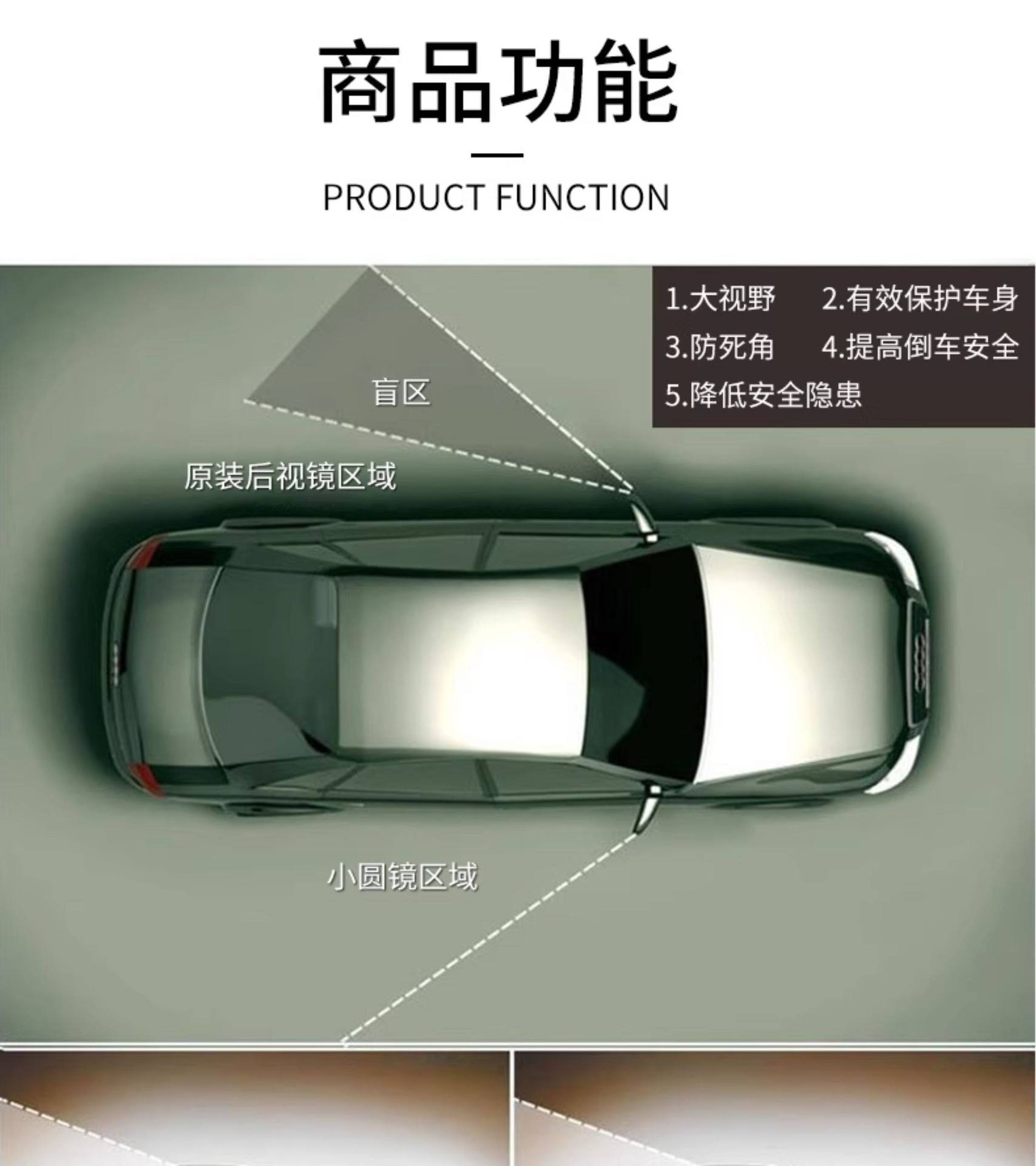 Rearview Mirror Small Round Mirror for Car and Motorcycle, Convex Lens Mirror for Vehicle, Waterproof High-Definition Blind Spot Auxiliary Mirror for Car Installation