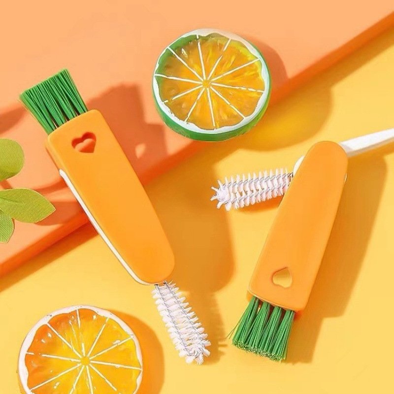 奶嘴缝隙凹槽清洗无死角去污刷子创意胡萝卜杯刷三合一杯盖清洁刷