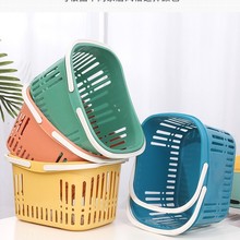 厂家批发塑料手提篮水果蔬菜家用厨房框子收纳浴室蓝日用百货方形