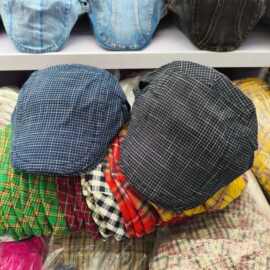 春夏款复古格子前进帽男女士百搭遮阳透气短檐鸭舌帽潮款可折叠