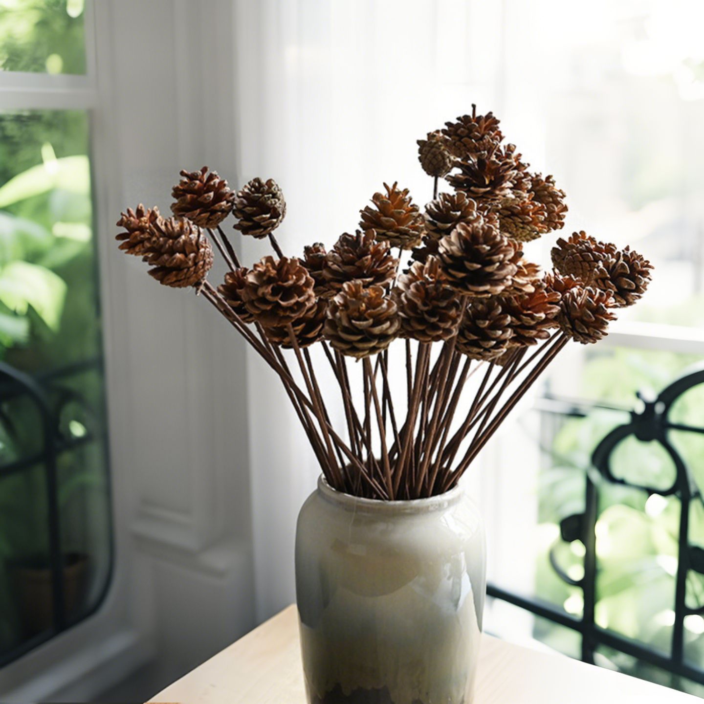 Ramo de flores secas de piñas Decoración de la sala de estar Accesorios de tiro Flores secas Decoración de arreglos florales de piñas Decoración de muebles para el hogar Decoración de piñas