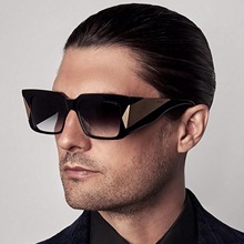 可定LOGO金屬平頂墨鏡方形彩色眼鏡跨境外貿潮流設計師大牌太陽鏡