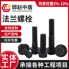 高强度外六角法兰螺栓氧化发黑10.9级全牙带齿六角法兰螺丝