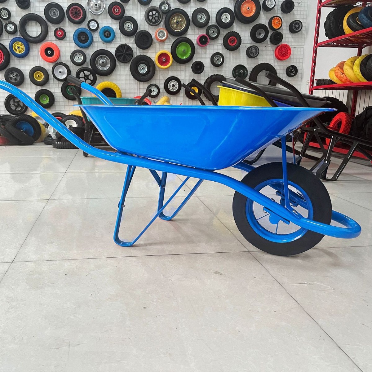 100L carro de hierro monociclo carro de metal sitio de construcción mercado americano carro de mango de metal