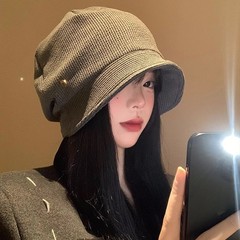 韓国の冷たい帽子の大きい頭の周りの女性の山の帽子の秋冬の広いつばは顔の小さい月子の帽子を現して深める大きいサイズの包頭の帽子