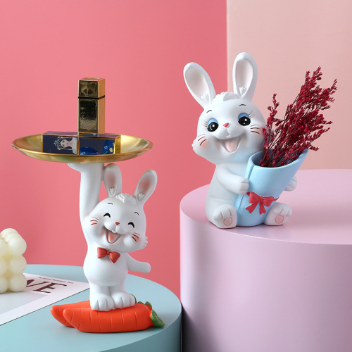 New cute rabbit doll living room home TV cabinet wine cabinet decoration crafts resin ornaments creative gifts