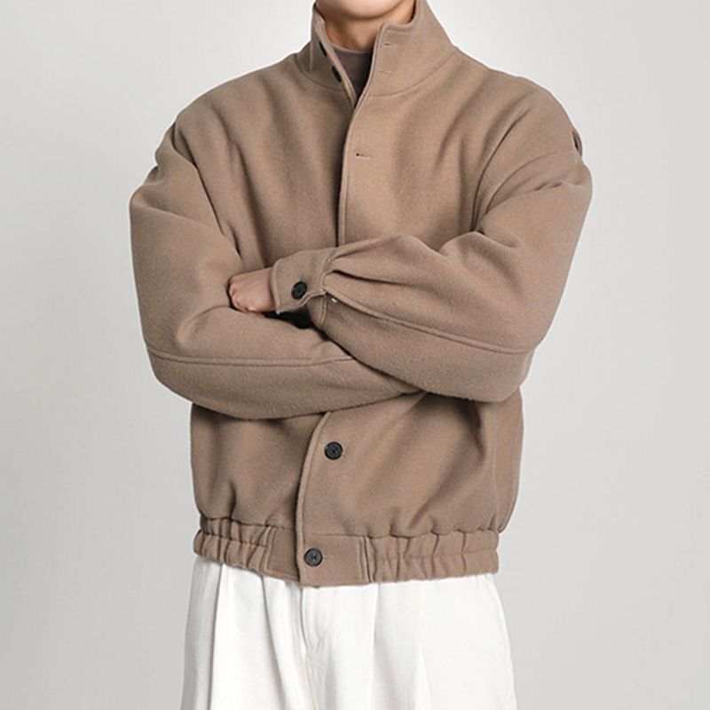 Autumn and Winter 2025 Japanese Style Retro Draped Woolen Loose Shoulder Baseball Collar Jacket Men's and Women's Trendy Jacket Couple Wear Autumn and Winter 2025 Japanese Style Retro Draped Woolen Loose Shoulder Baseball Collar Jacket Men's and Women's Trendy Jacket Couple Wear