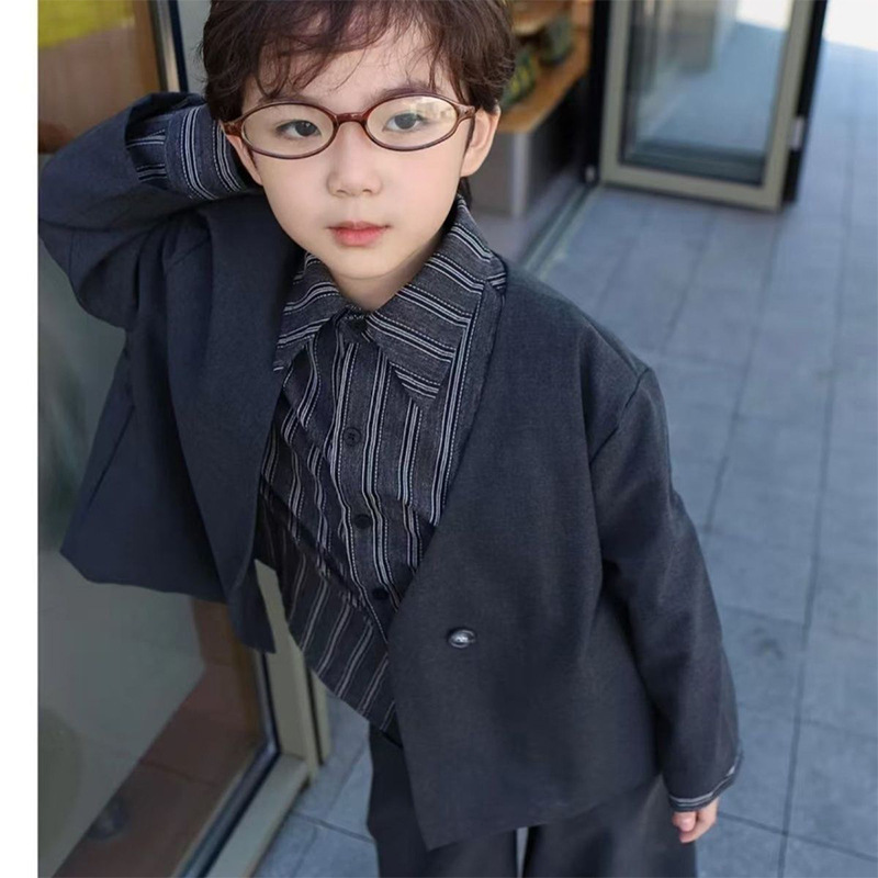男童套装2025春秋新款中大童舒适休闲西装高级西服加裤子两件套|undefined