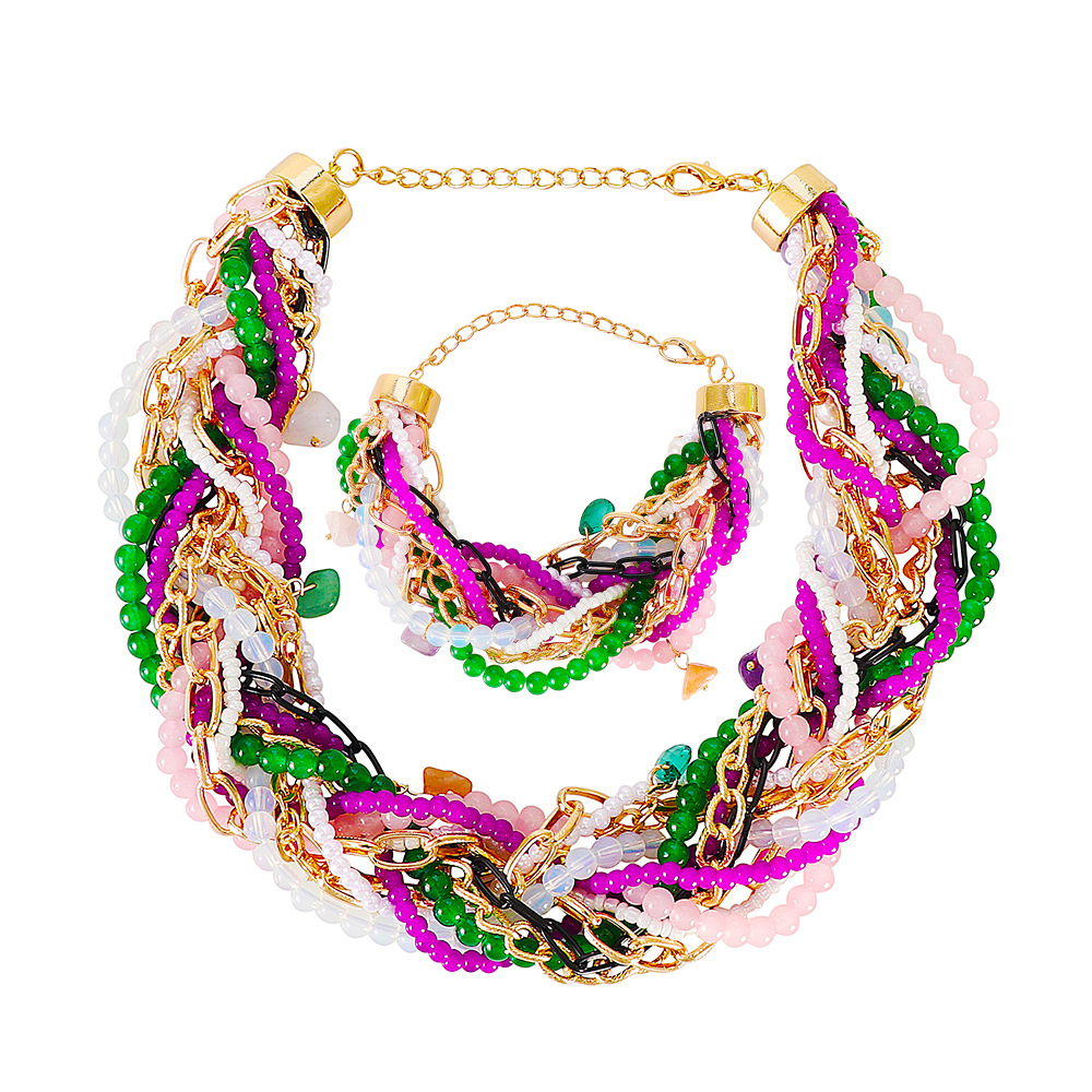 Neue Böhmische Kontrastfarbe Perlenarmband Halskette display picture 1