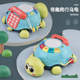 Children's Music early education story machine funny crawling turtle telephone beaded baby toy hand drum toy