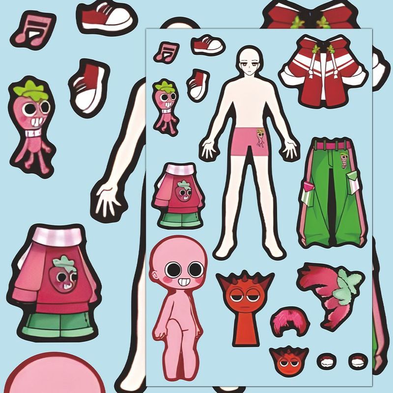 特大24枚の新しいリズムボックススプリンキドレスアップステッカー子供用教育用ノーカット粘着ステッカー|undefined
