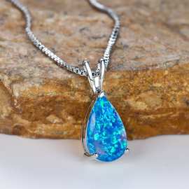 跨境wish热卖水滴澳宝吊坠项链女气质高级感百搭小众饰品一件代发