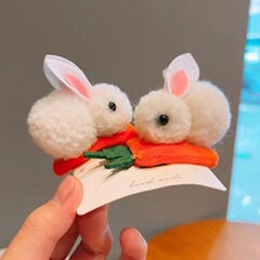 兔兔那么可爱！毛绒可爱胡萝卜兔子发夹女童玉兔边夹发饰节日主题