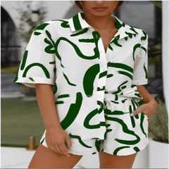 ヨーロッパとアメリカの女性のためのアマゾンプリントスーツ 2024 春夏対外貿易独立ステーション気質カジュアル 2 点セット