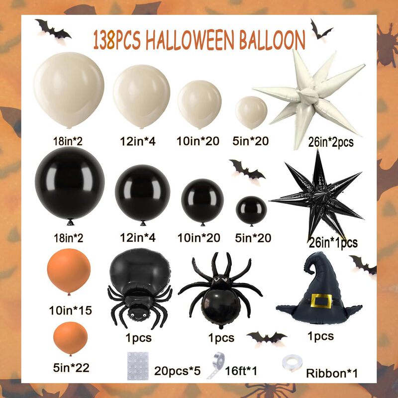 ハロウィンバルーンガーランドキット スパイダーウィッチハット型爆発スターバルーン付き ハロウィン用|undefined