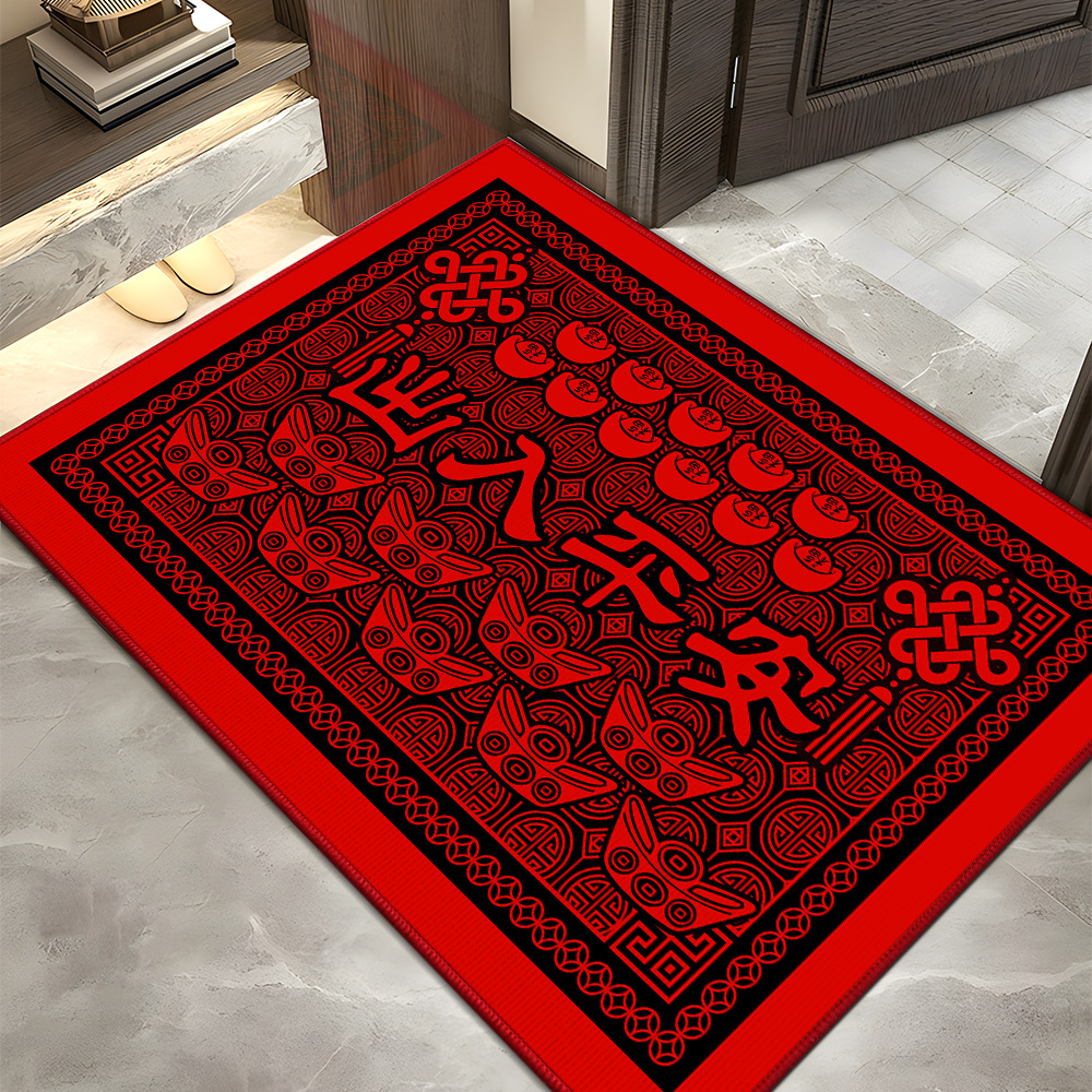 Alfombra de piso de estilo chino pasillo alfombra de puerta roja resistente a las manchas alfombra de pasillo se puede cortar alfombra de piso festivo y seguro