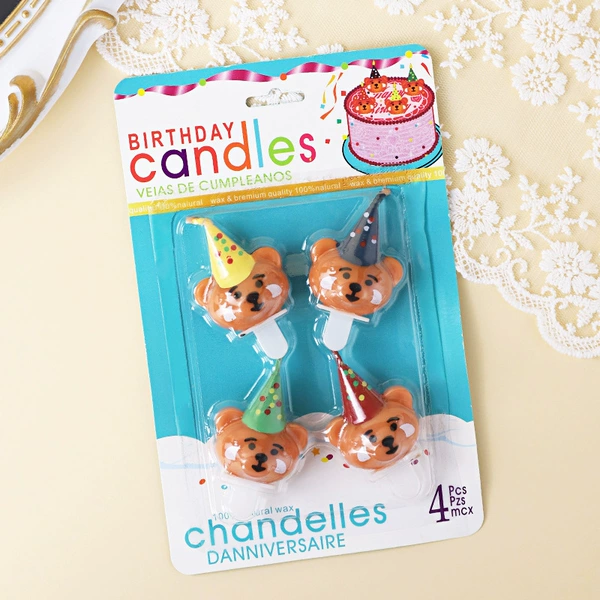 Hat, candle, with little bears, 4 pieces