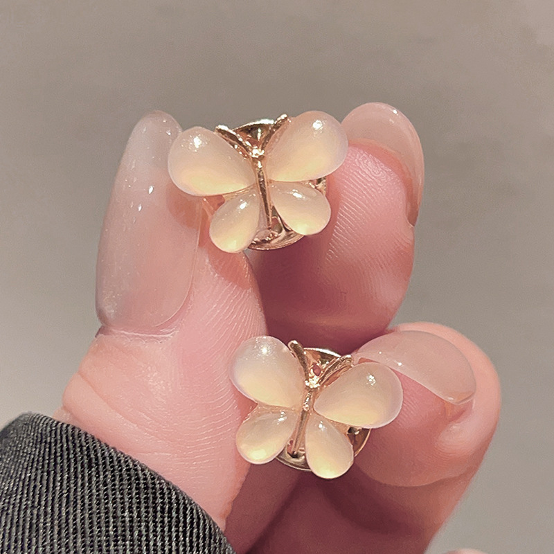 Korean Style Anti-Exposure Button Fashion Cat's Eye Stone Butterfly Small Lapel Pin Suit Brooch Jacket Collar Brooch for Women