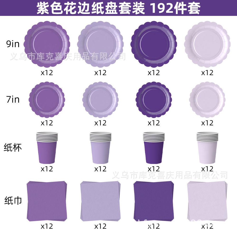 Nuevo macarón de encaje de color fiesta bandeja de papel de cumpleaños de color sólido bandeja de papel desechable tazas de papel toallas de papel set de cubiertos