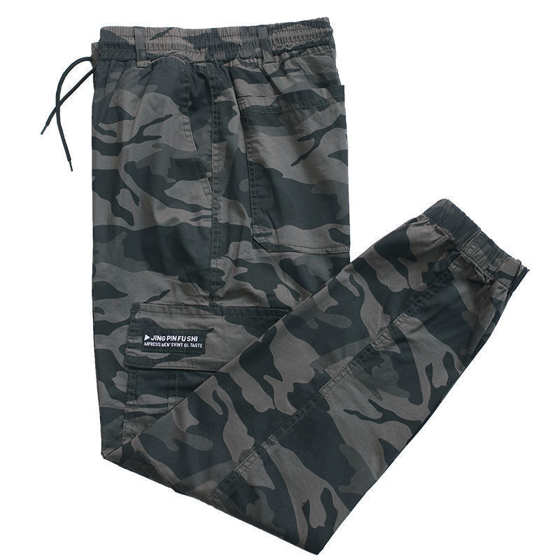 Spring and summer pants men's work loose all-match trendy ankle-tied camouflage overalls casual pants labor protection work pants men's clothing