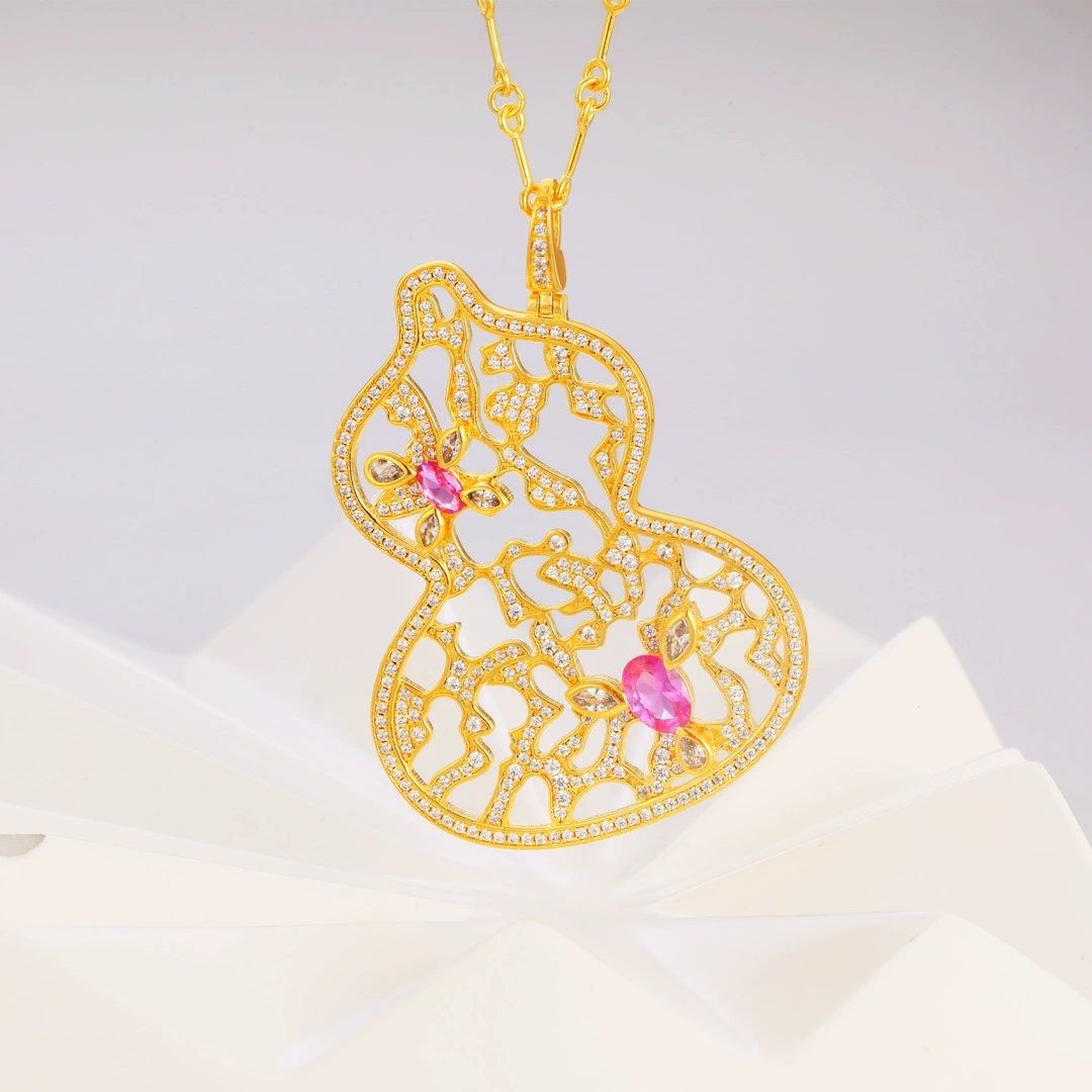 Zhou Baina позолоченная серебряная полая кружевная цепочка с цветком тыквы модный универсальный нишевый дизайн классический-XQTL0025