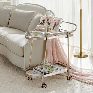 Medieval Style Storage Trolley Storage Rack Household Removable Living Room Dining Table Snack Cart Side Table Tea S^Metal S^