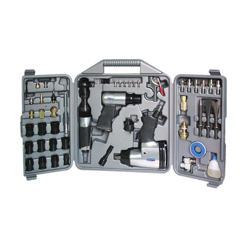 Llave neumática WF-009 personalizada transfronteriza/pistola de polvo/pala de aire/llave de trinquete Juego de herramientas de reparación de 50 piezas
