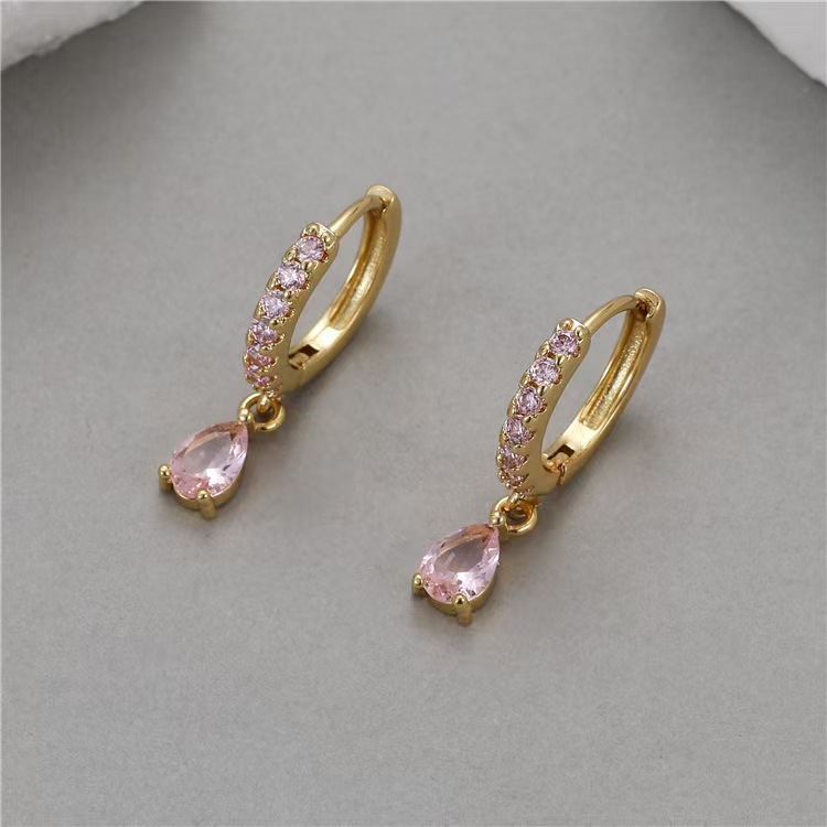 Europa y los Estados Unidos lujosos aretes de zircón de color de alto nivel, aretes de zircón de estilo francés para la explosión de aretes al por mayor transfronterizos