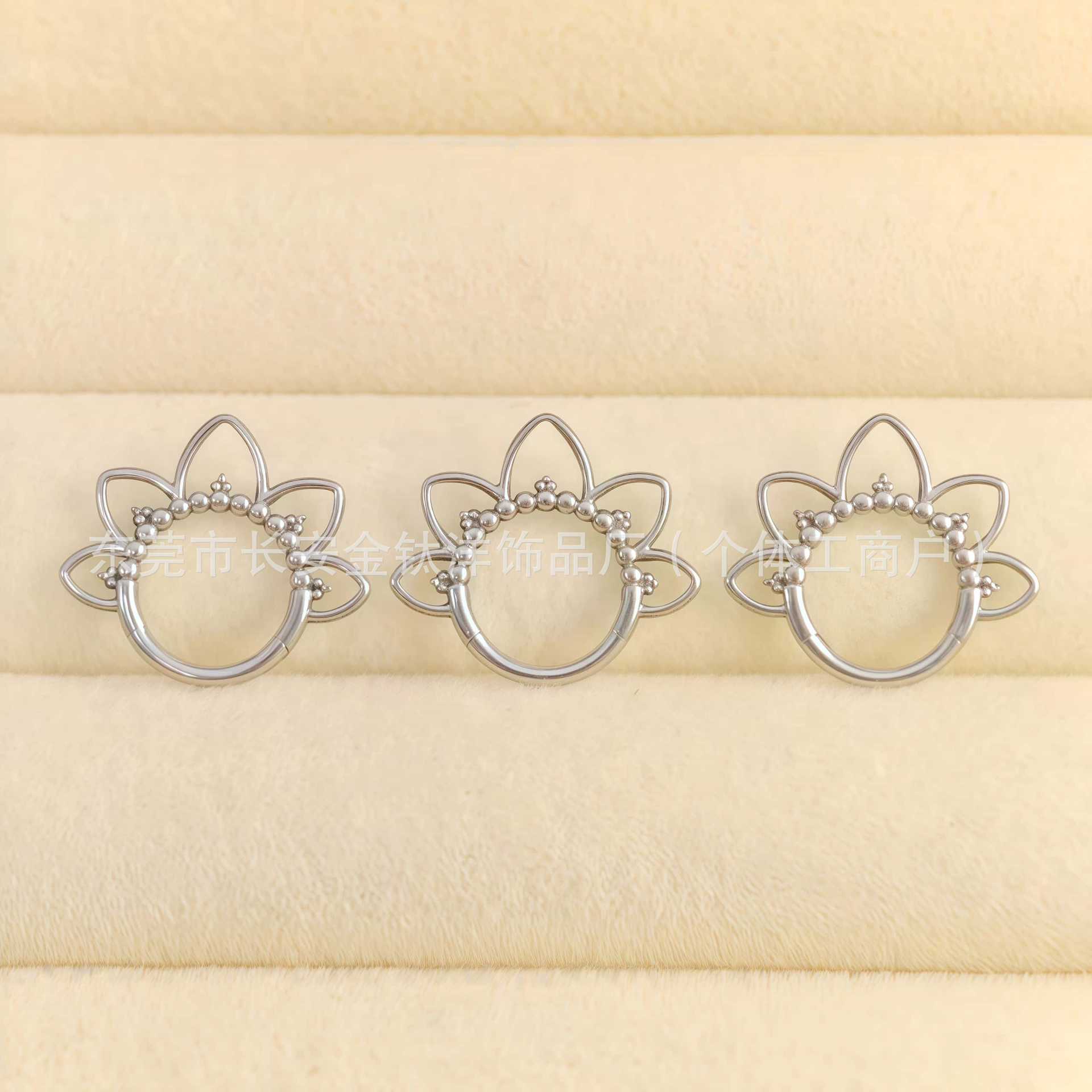 F136 Titanium Petal Closed Ring Pinless Hoop Earrings Lip Ring Nose Ring Seamless Ring G23 Titanium Alloy Piercing Jewelry detail image 8
