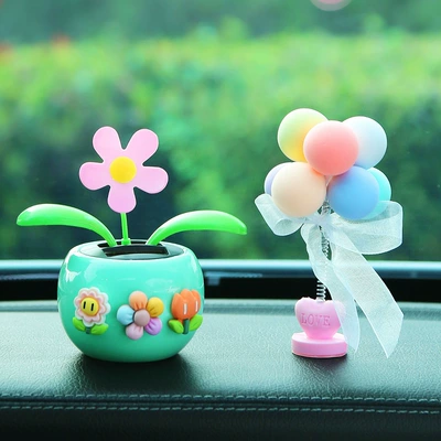 Car ornaments, Ornaments Car Interior Central Console - mint-green-three-flowers-balloon