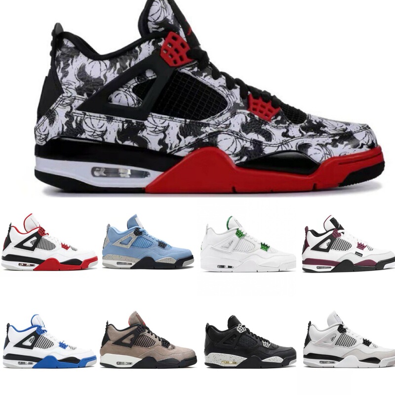 Putian shoes high version wholesale AJ4 black and white cat midnight blue and white cement red button Joe 4 men and women sports air cushion basketball shoes Putian shoes high version wholesale AJ4 black and white cat midnight blue and white cement red button Joe 4 men and women sports air cushion basketball shoes