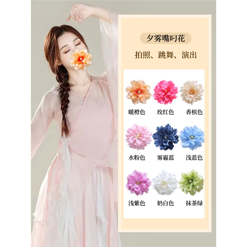 Hairpin Flower Lead Flower Classical Dance Mouth Holder Flower Side Flower Hairpin Dance Props Flower Demon Hand Flower Real Flower Hair Accessories