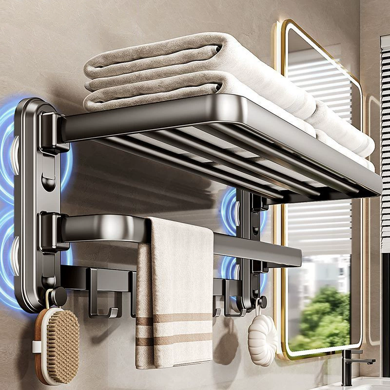 Новая вешалка для полотенец с четырьмя присосками, двойная складная вешалка для полотенец без перфорации, стеллаж для хранения в ванной комнате