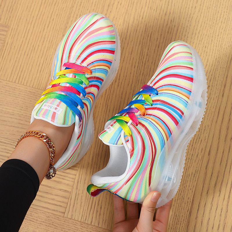 2025 New Foreign Trade Large Size Lace-Up Colorful Low-Top Shoes Graffiti Lazy Canvas Flat Shoes Cross-Border Women's Shoes